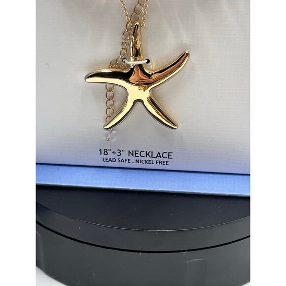 House of Harlow 1960 Faux Pearl Glass Beads Pink yStarfish Pendant Necklace New - Picture 2 of 8